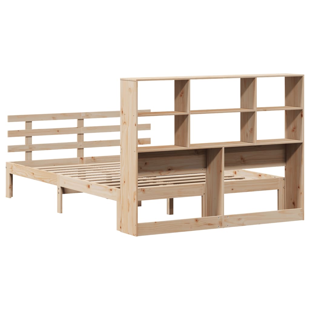 Bookcase Bed without Mattress 150x200 cm King Size Solid Wood Pine