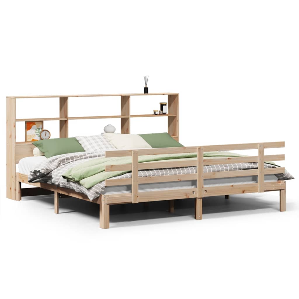 Bookcase Bed without Mattress 180x200 cm Super King Solid Wood Pine