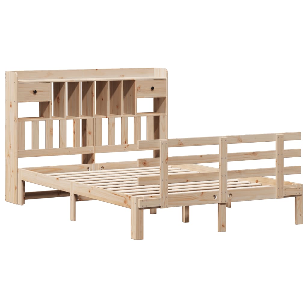 Bookcase Bed without Mattress 140x190 cm Solid Wood Pine