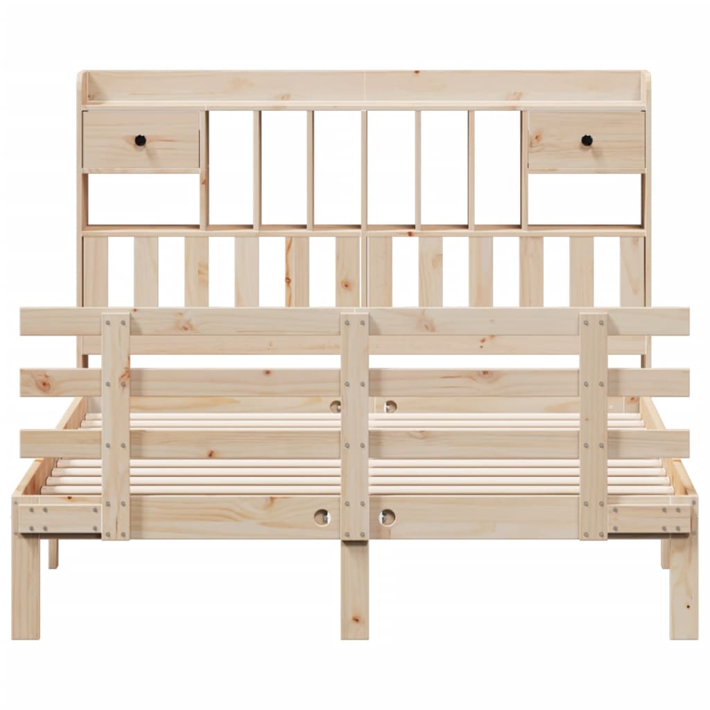 Bookcase Bed without Mattress 140x190 cm Solid Wood Pine