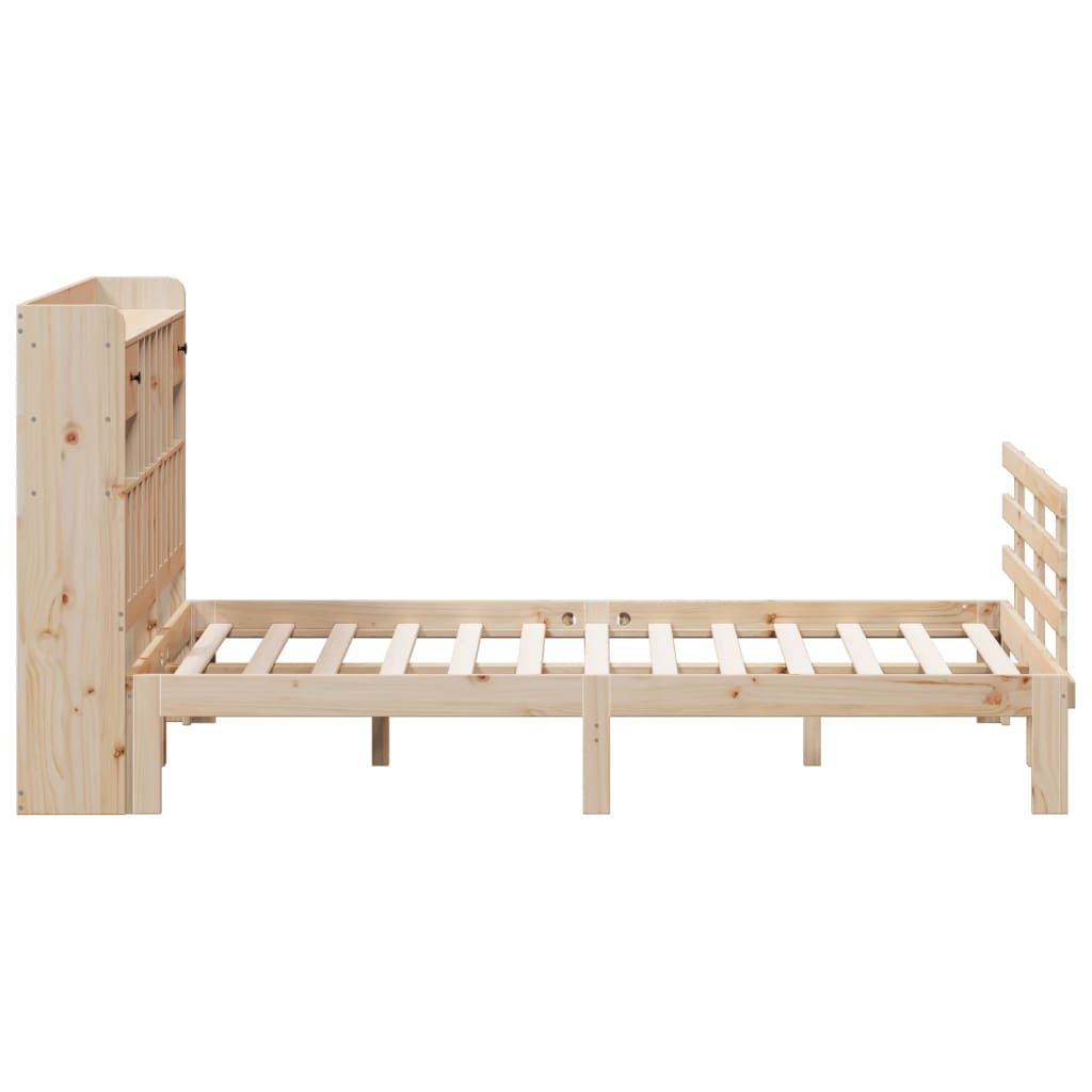 Bookcase Bed without Mattress 140x190 cm Solid Wood Pine