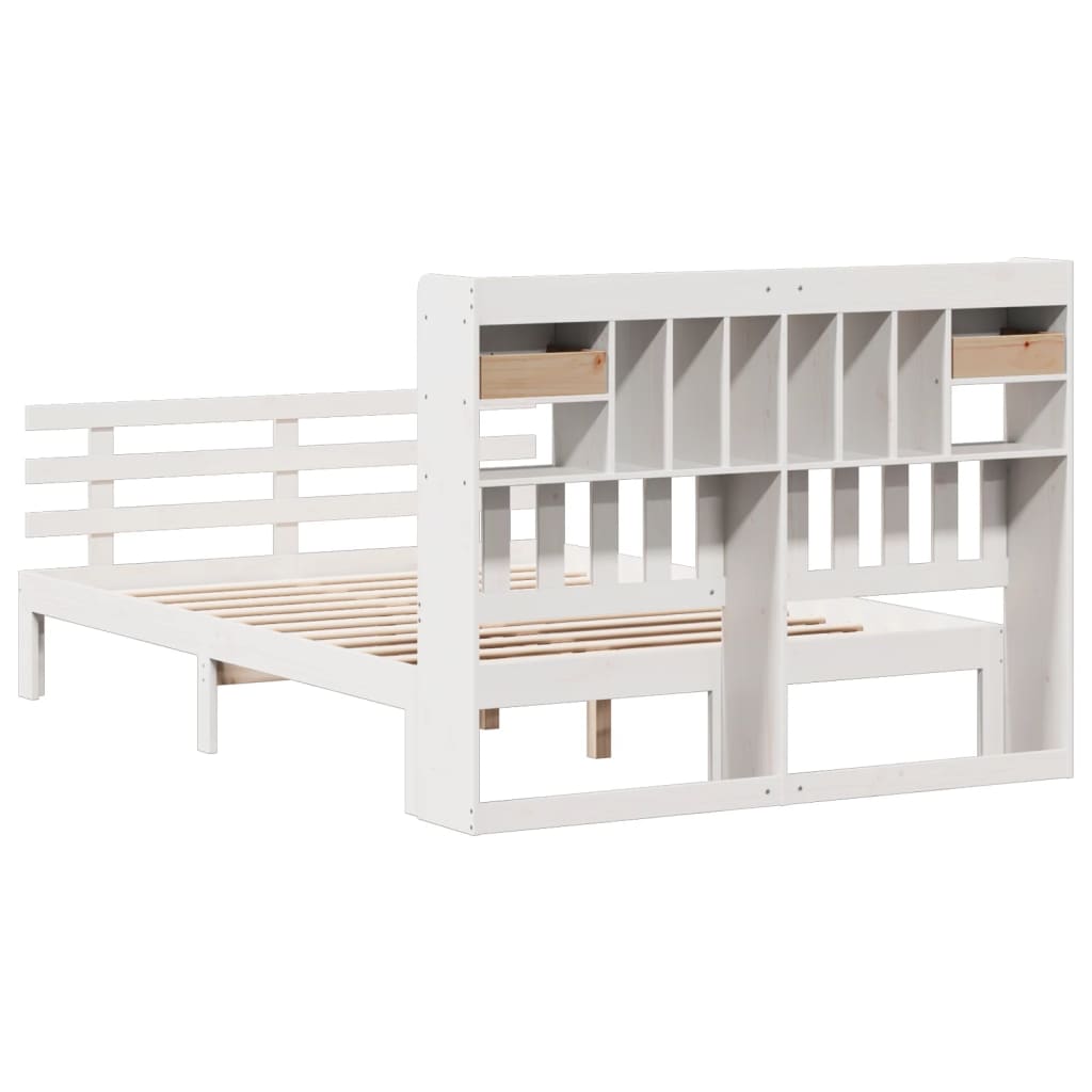Bookcase Bed without Mattress White 140x200 cm Solid Wood Pine