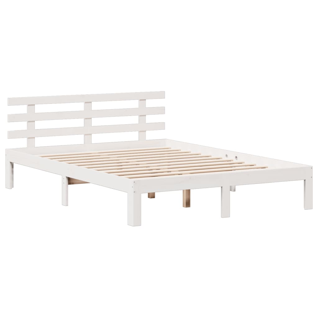 Bookcase Bed without Mattress White 140x200 cm Solid Wood Pine