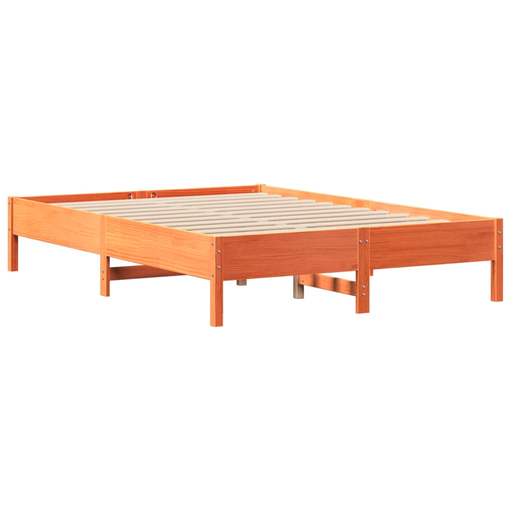 Bookcase Bed without Mattress Wax Brown 150x200 cm King Solid Wood Pine
