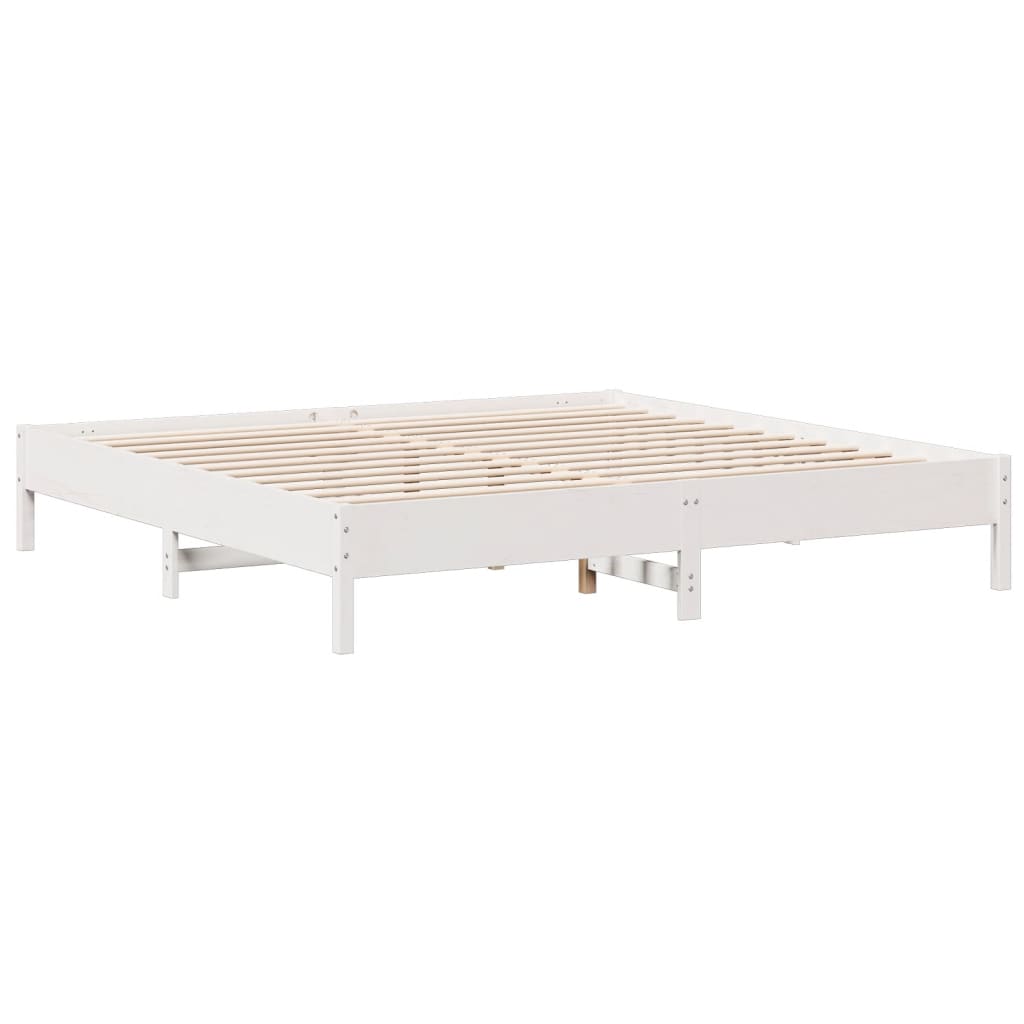 Bookcase Bed without Mattress White 180x200 cm Super King Solid Wood Pine