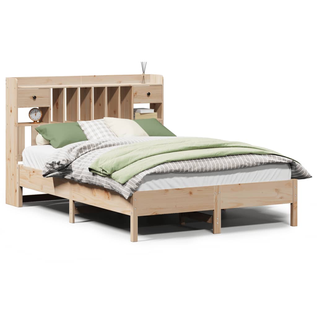 Bookcase Bed without Mattress 160x200 cm Solid Wood Pine
