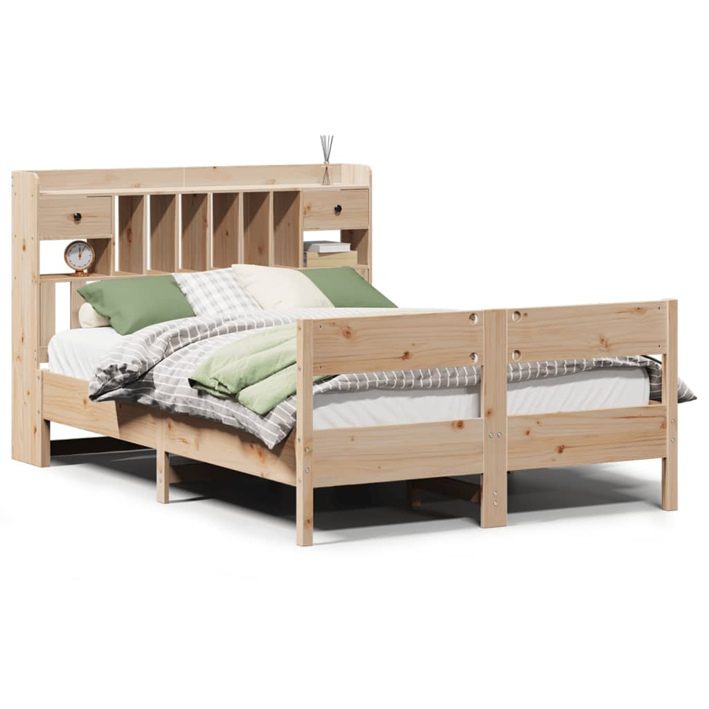 Bookcase Bed without Mattress 140x190cm Solid Wood Pine