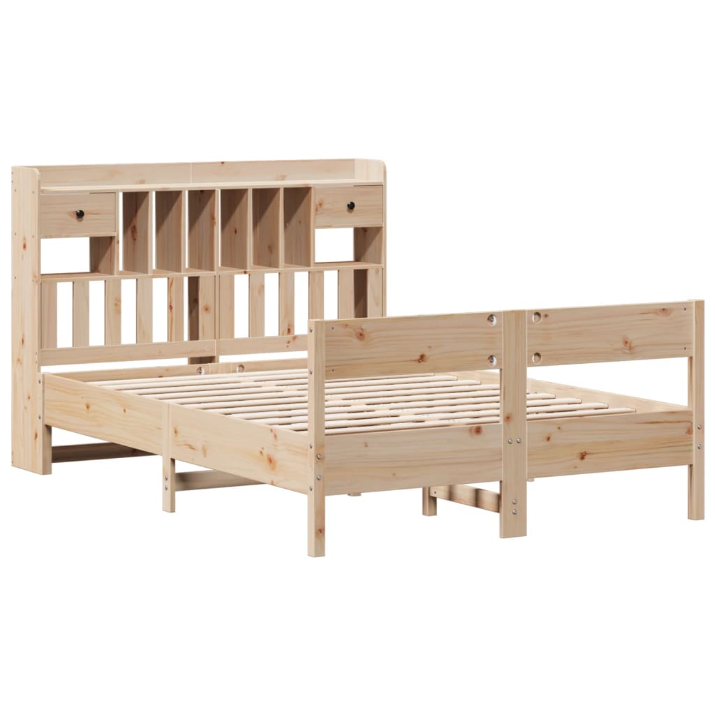 Bookcase Bed without Mattress 140x190cm Solid Wood Pine