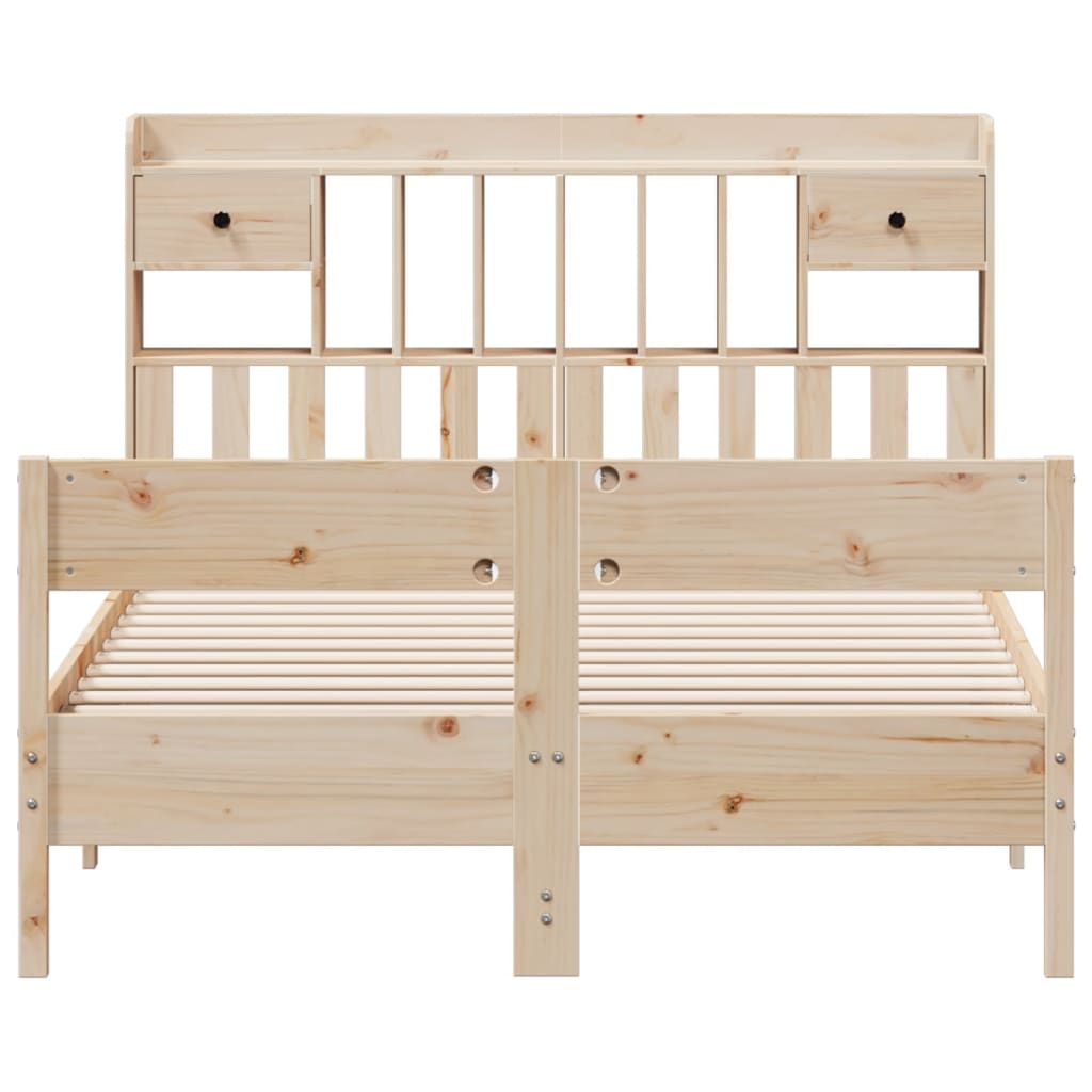 Bookcase Bed without Mattress 140x190cm Solid Wood Pine