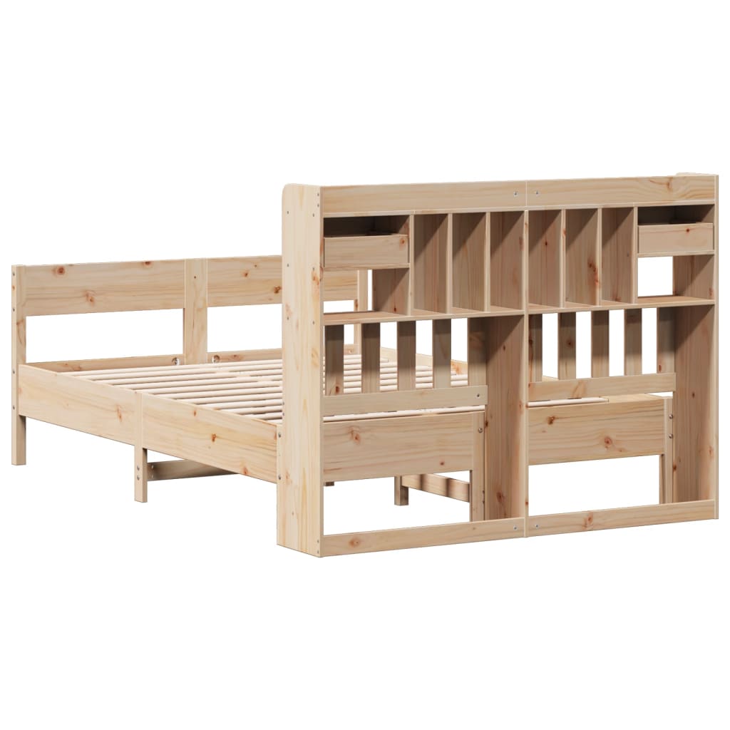 Bookcase Bed without Mattress 140x190cm Solid Wood Pine