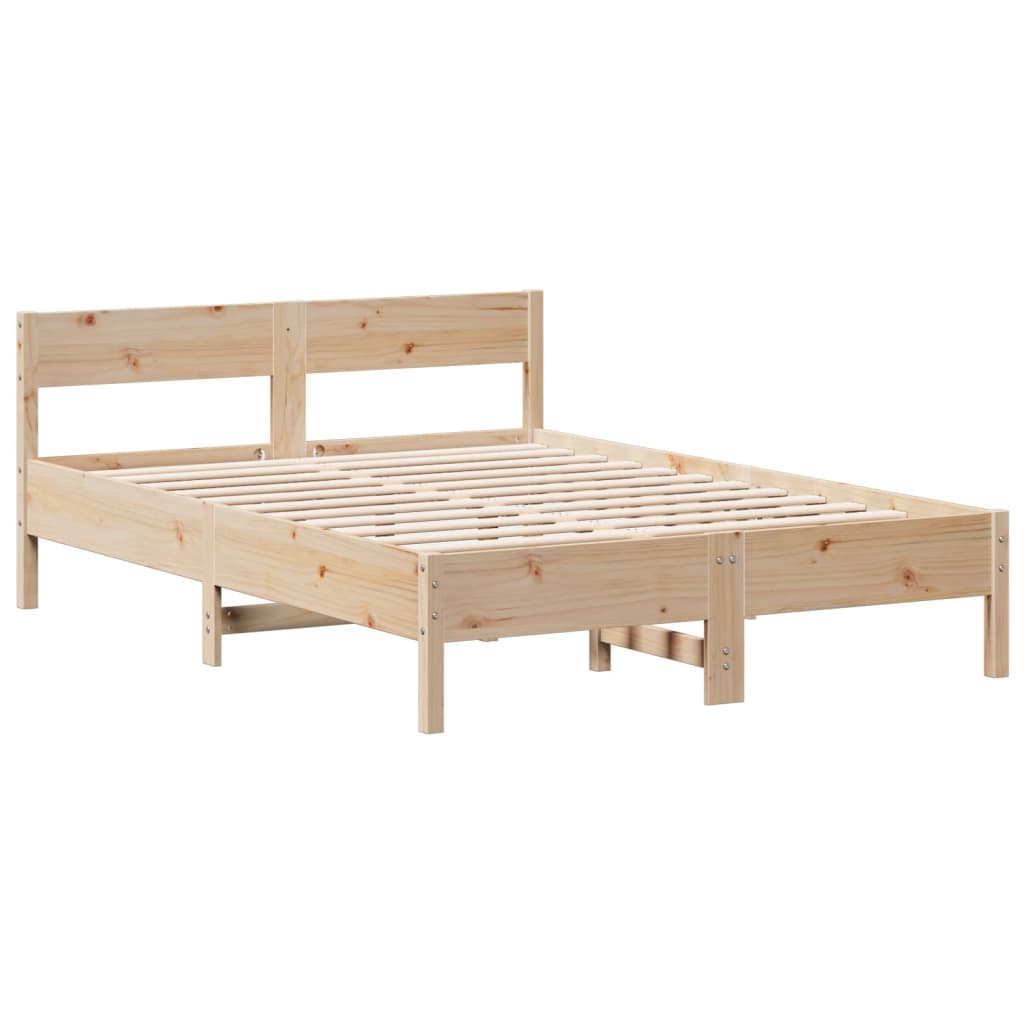 Bookcase Bed without Mattress 140x190cm Solid Wood Pine