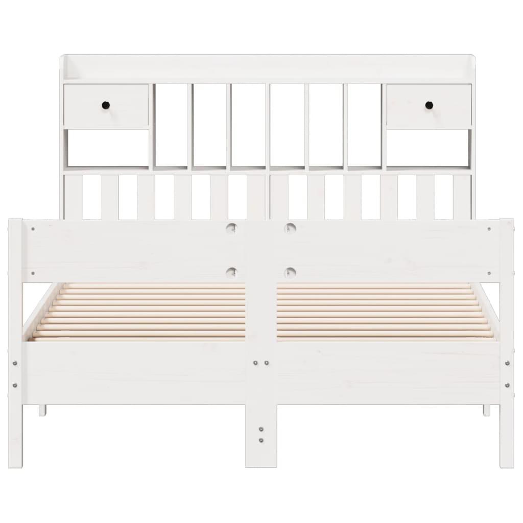 Bookcase Bed without Mattress White 140x190cm Solid Wood Pine