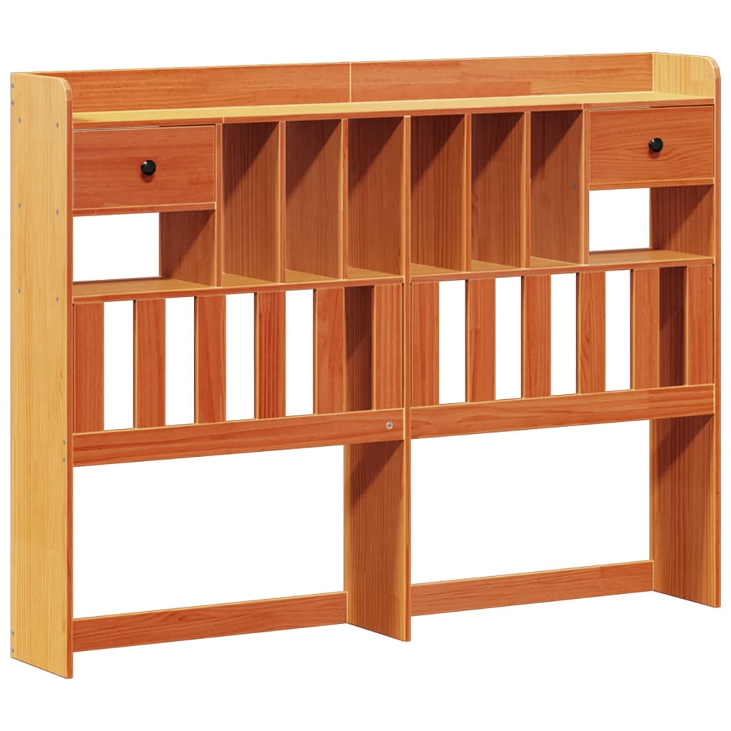 Bookcase Bed without Mattress Wax Brown 135x190cm Double Solid Wood Pine