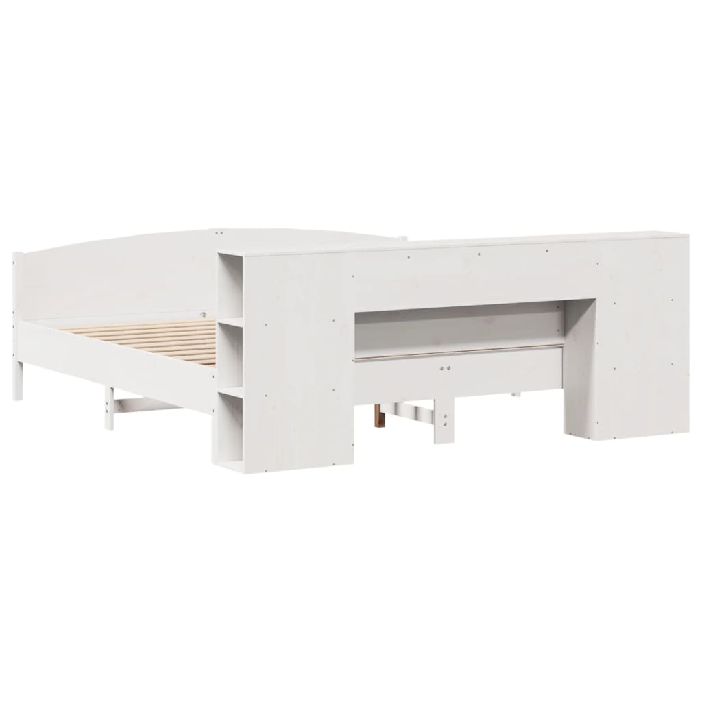 Bookcase Bed without Mattress White 200x200cm Solid Wood Pine