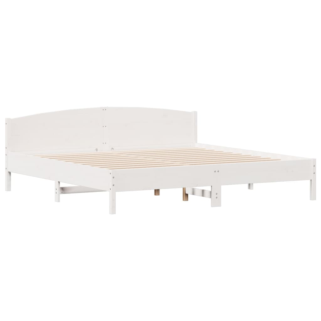 Bookcase Bed without Mattress White 200x200cm Solid Wood Pine