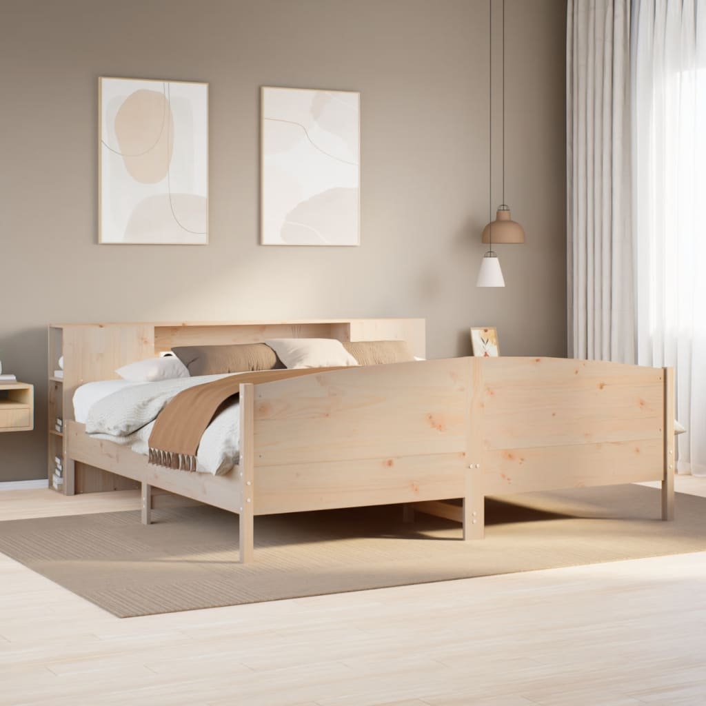 Bookcase Bed without Mattress 180x200cm Solid Wood Pine