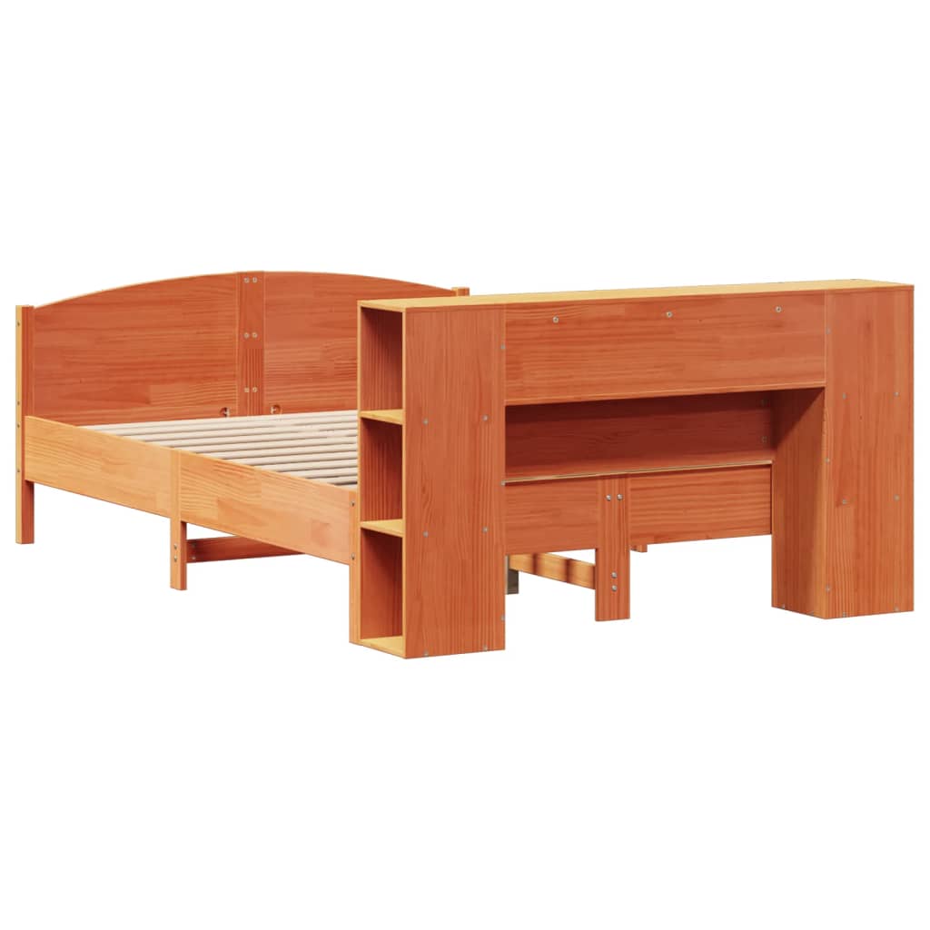 Bookcase Bed without Mattress Wax Brown 150x200cm Solid Wood Pine