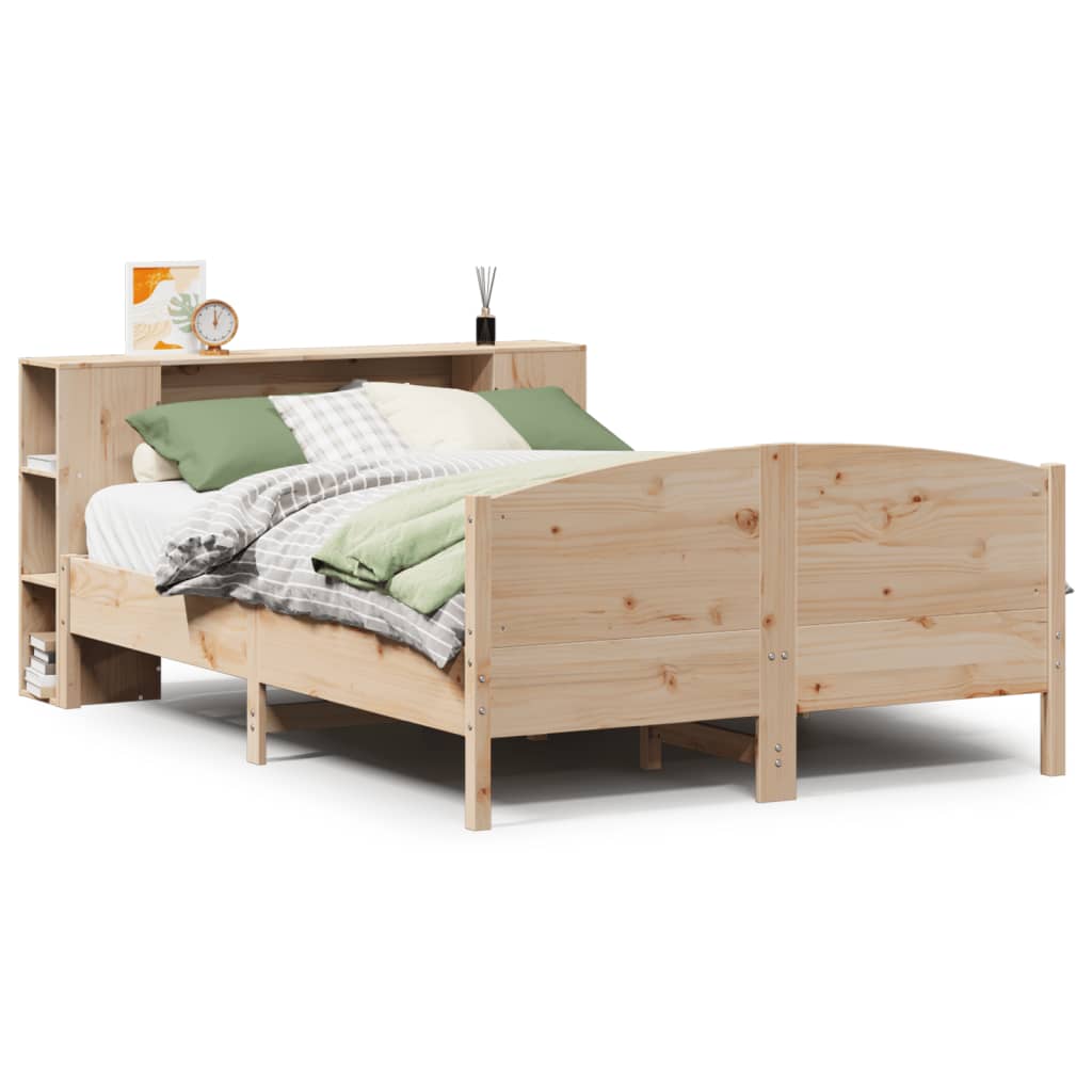 Bookcase Bed without Mattress 140x190cm Solid Wood Pine