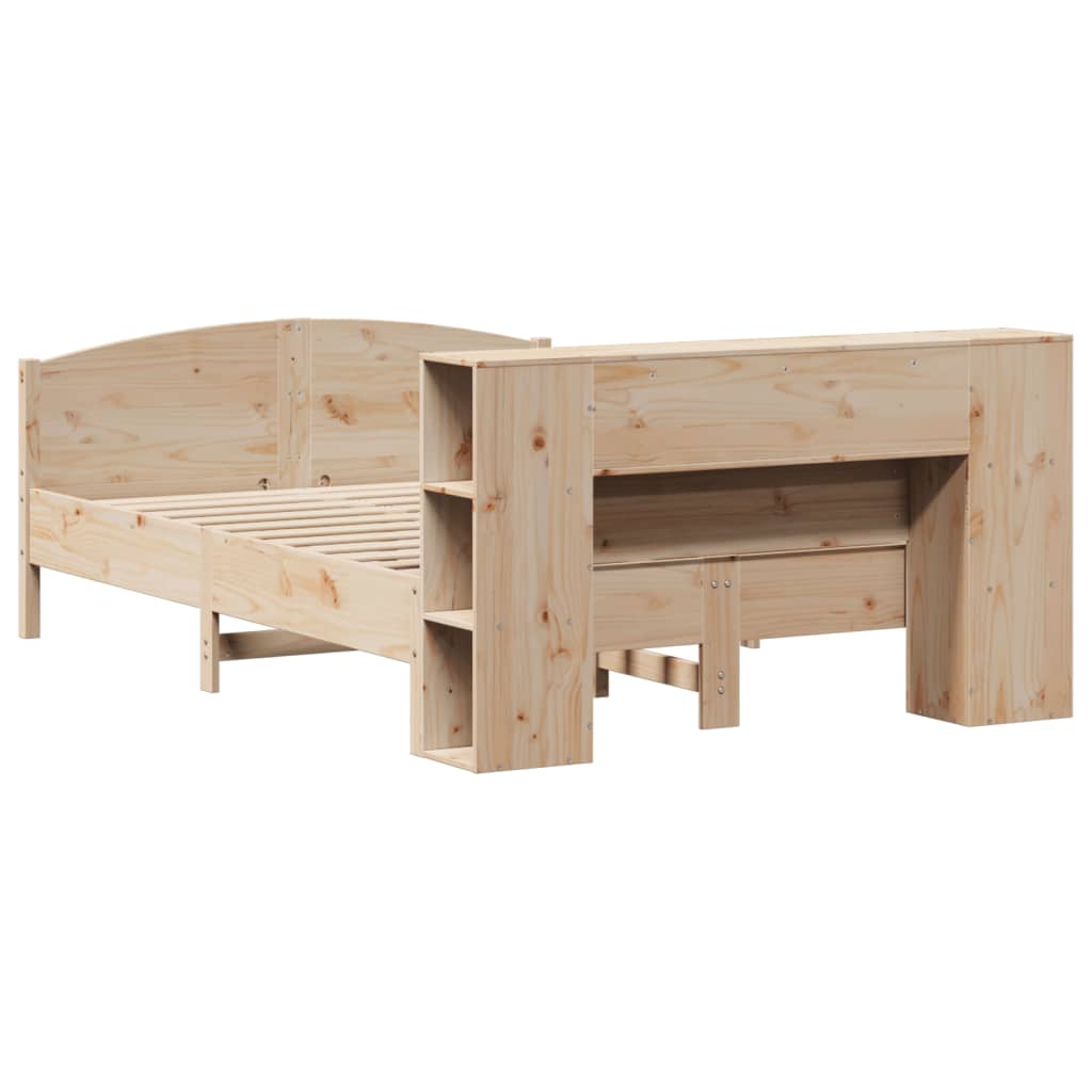 Bookcase Bed without Mattress 140x190cm Solid Wood Pine