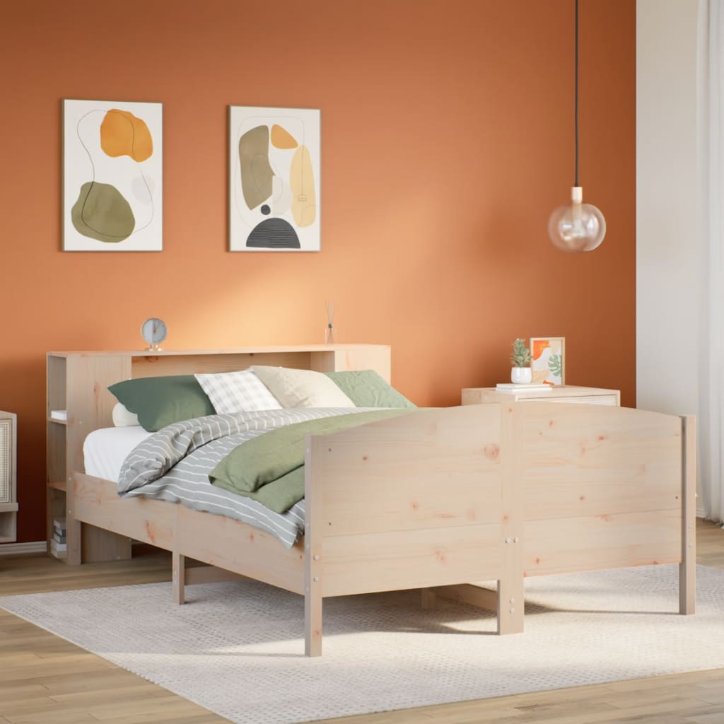 Bookcase Bed without Mattress 140x190cm Solid Wood Pine
