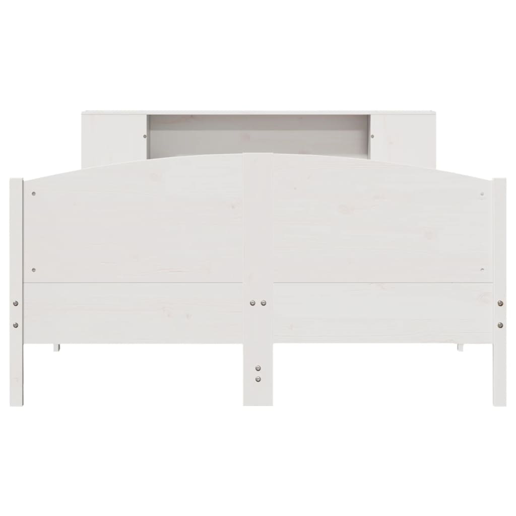Bookcase Bed without Mattress White 140x190cm Solid Wood Pine