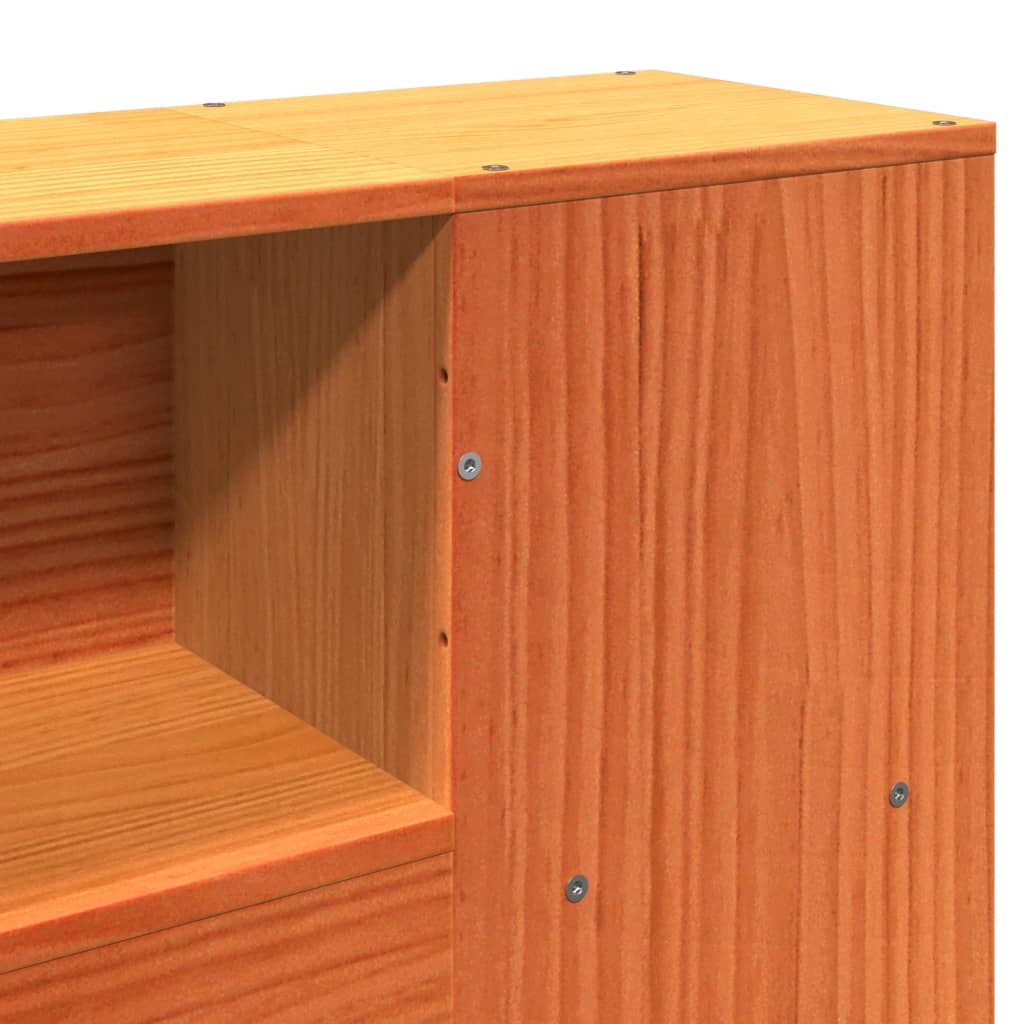 Bookcase Bed without Mattress Wax Brown 140x190cm Solid Wood Pine