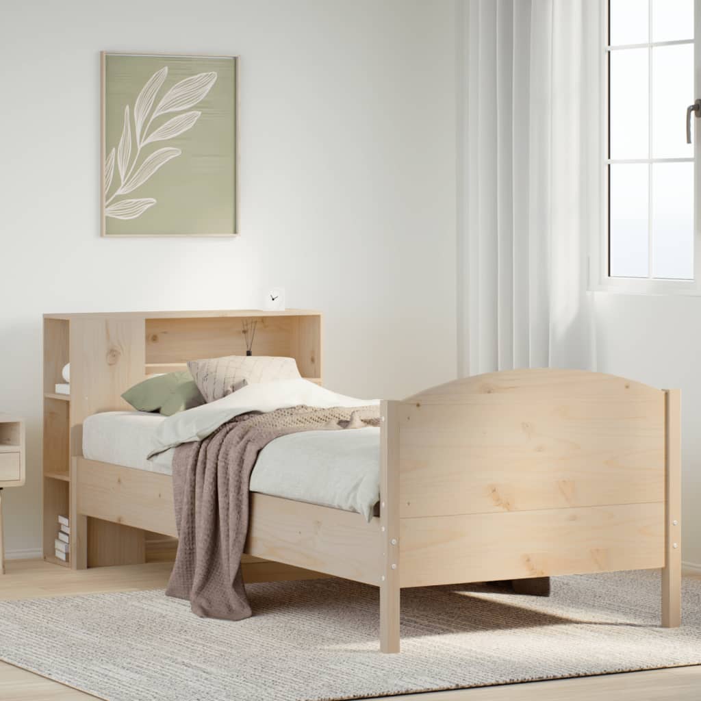 Bookcase Bed without Mattress 100x200cm Solid Wood Pine