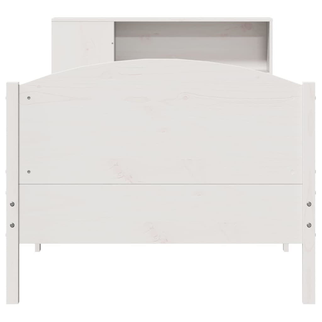 Bookcase Bed without Mattress White 90x200cm Solid Wood Pine