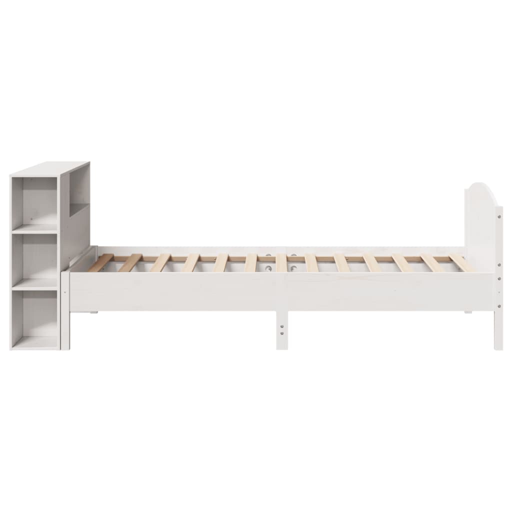 Bookcase Bed without Mattress White 90x200cm Solid Wood Pine