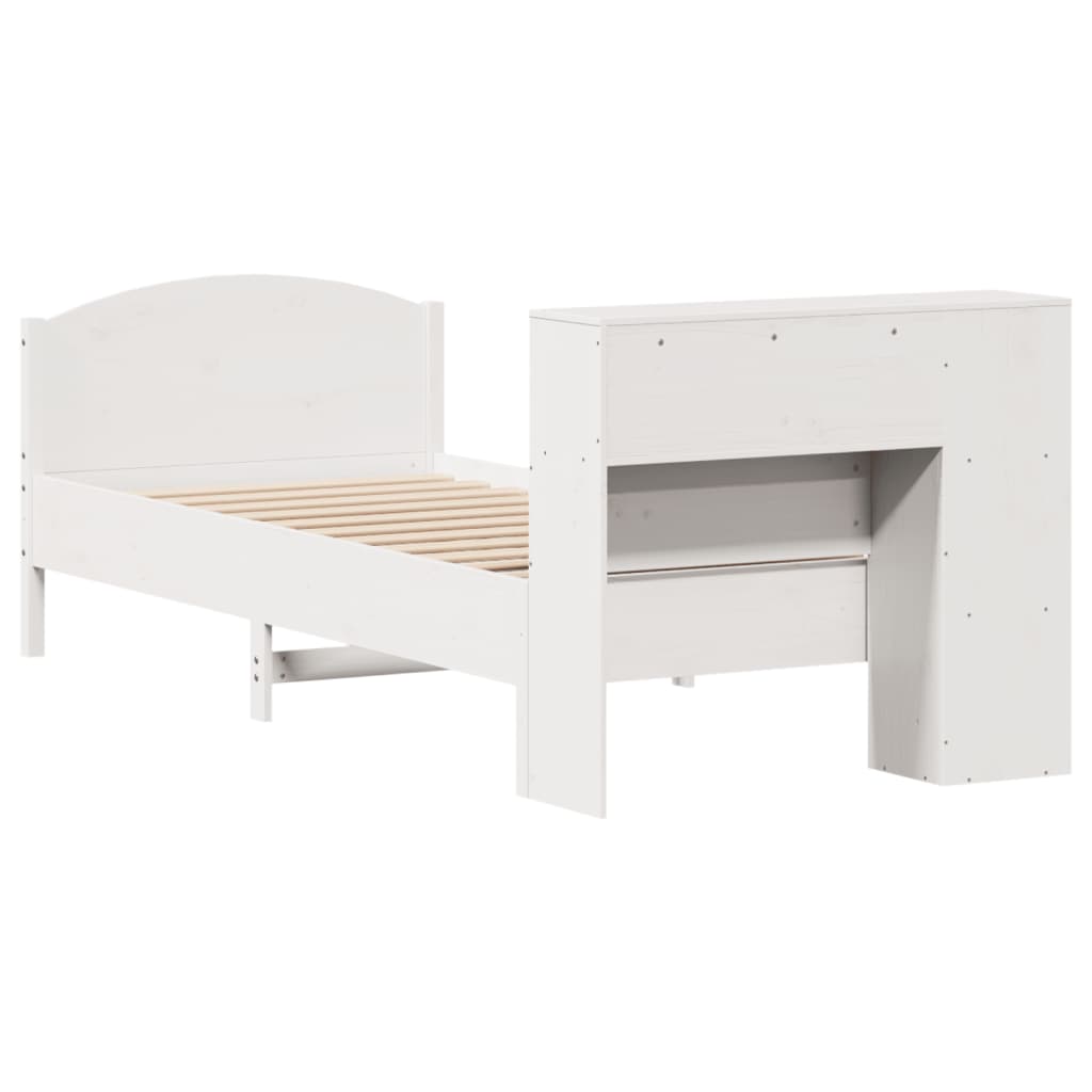 Bookcase Bed without Mattress White 75x190cm Small Single Solid Wood Pine