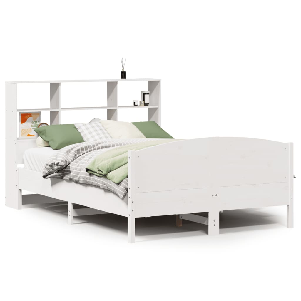 Bookcase Bed without Mattress White 120x200cm Solid Wood Pine