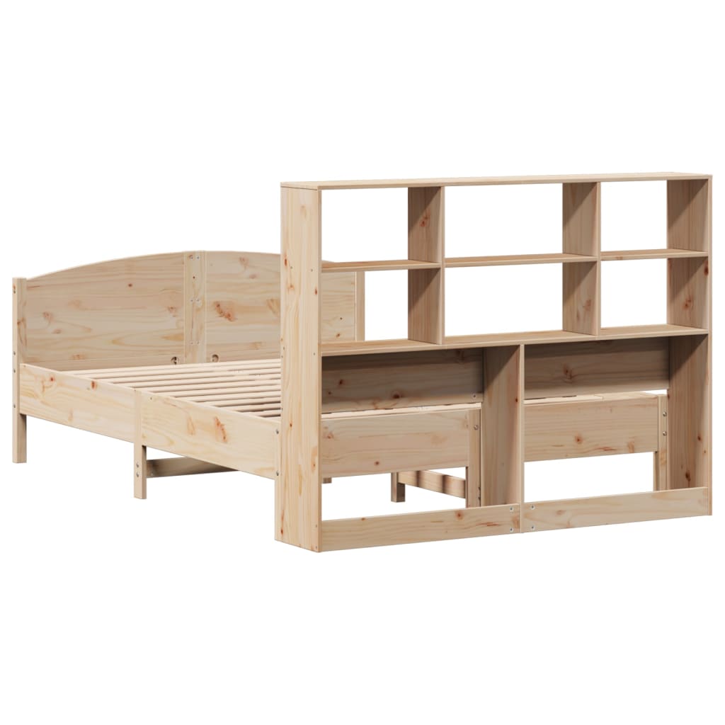 Bookcase Bed without Mattress 140x190cm Solid Wood Pine