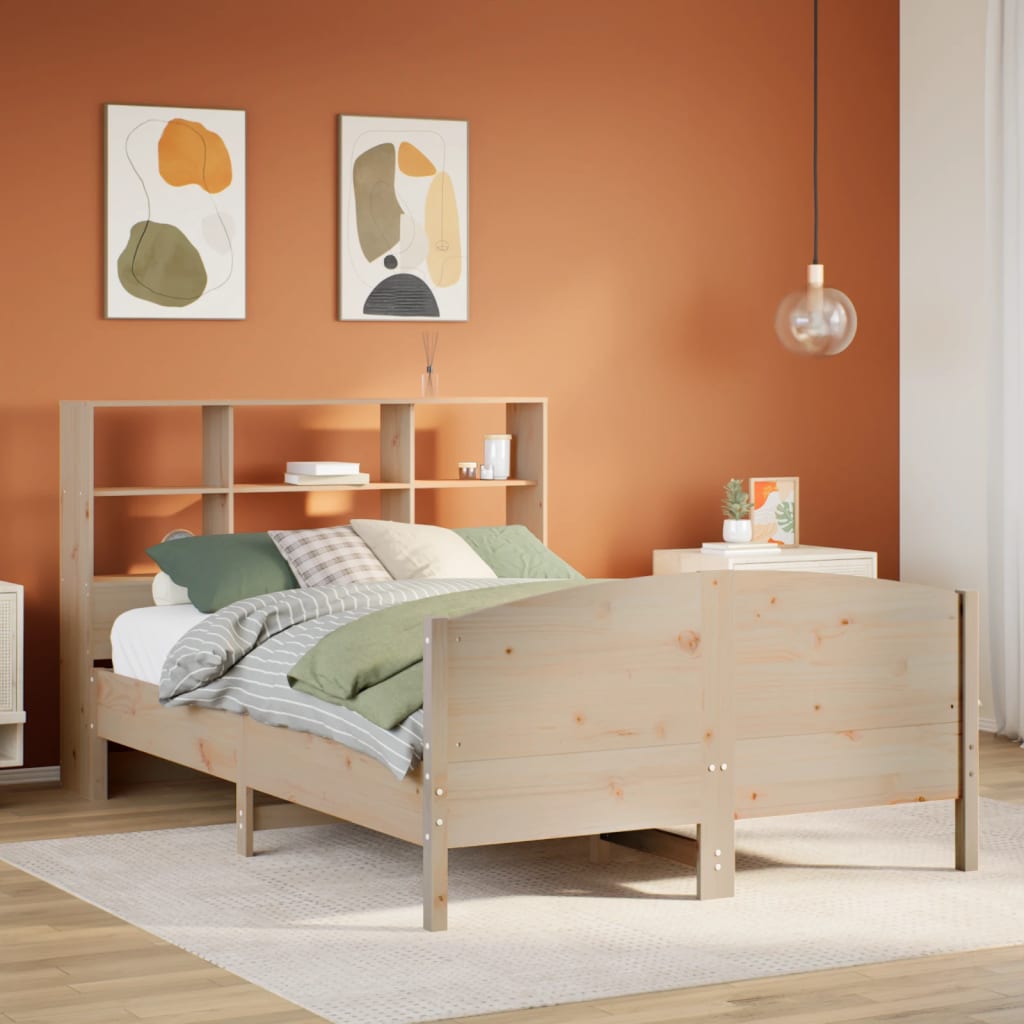 Bookcase Bed without Mattress 140x190cm Solid Wood Pine