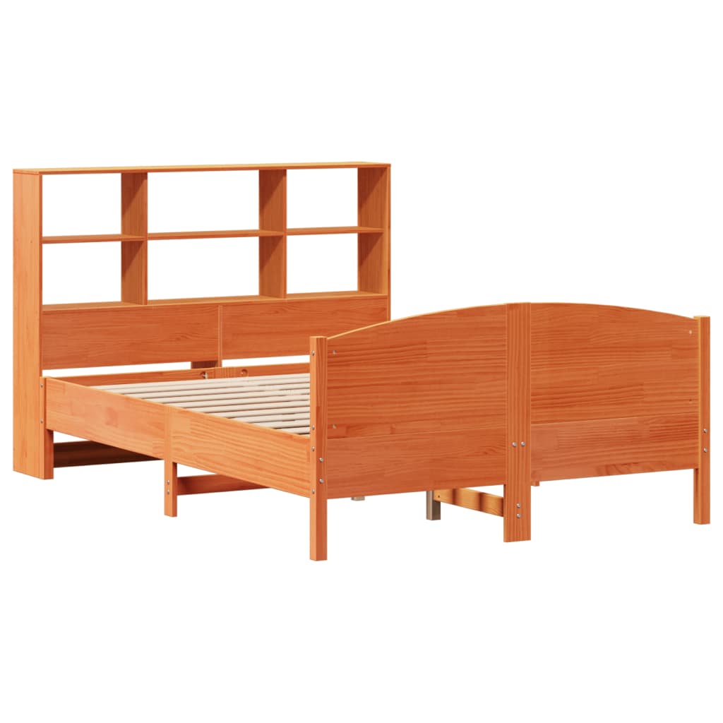 Bookcase Bed without Mattress Wax Brown 140x190cm Solid Wood Pine