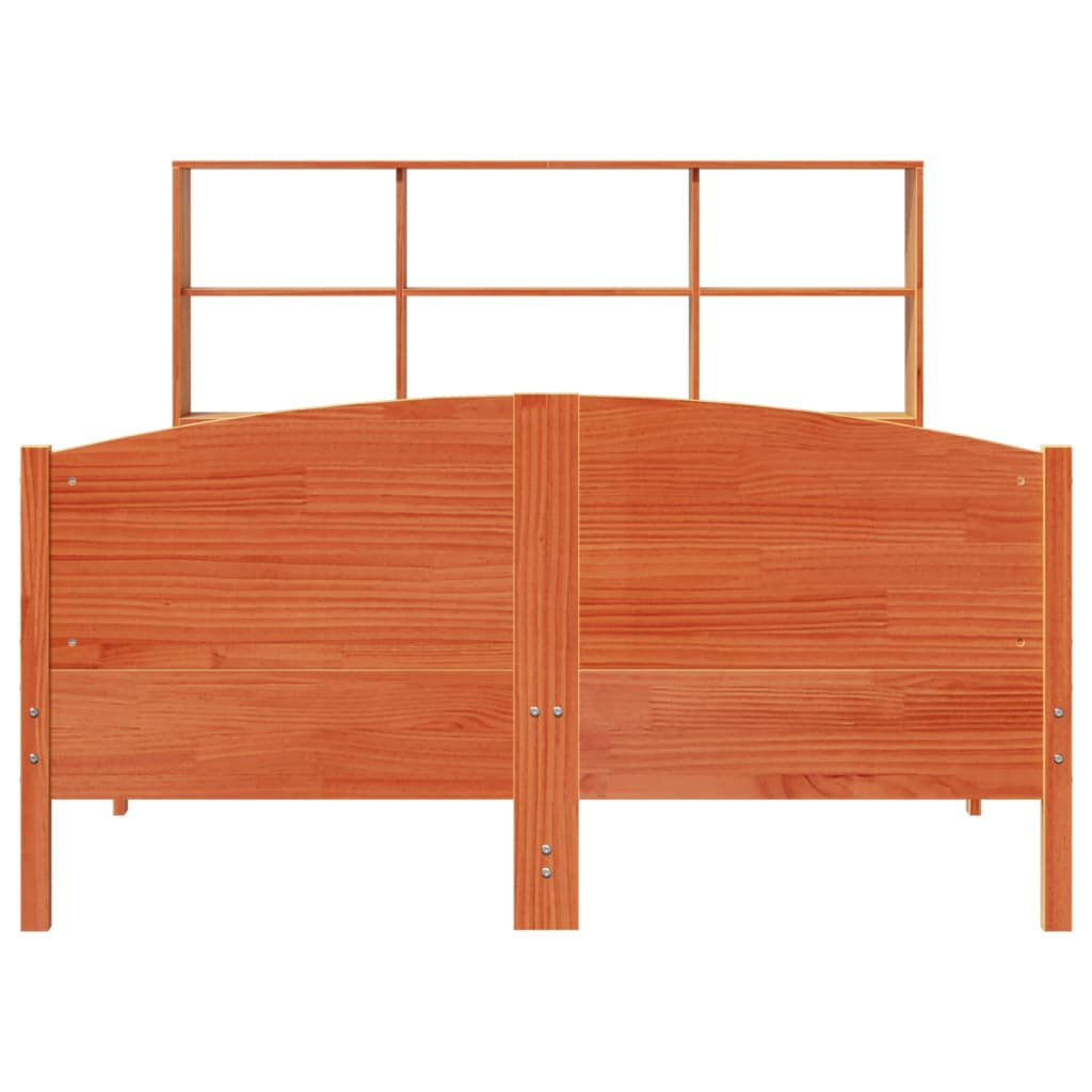 Bookcase Bed without Mattress Wax Brown 140x190cm Solid Wood Pine