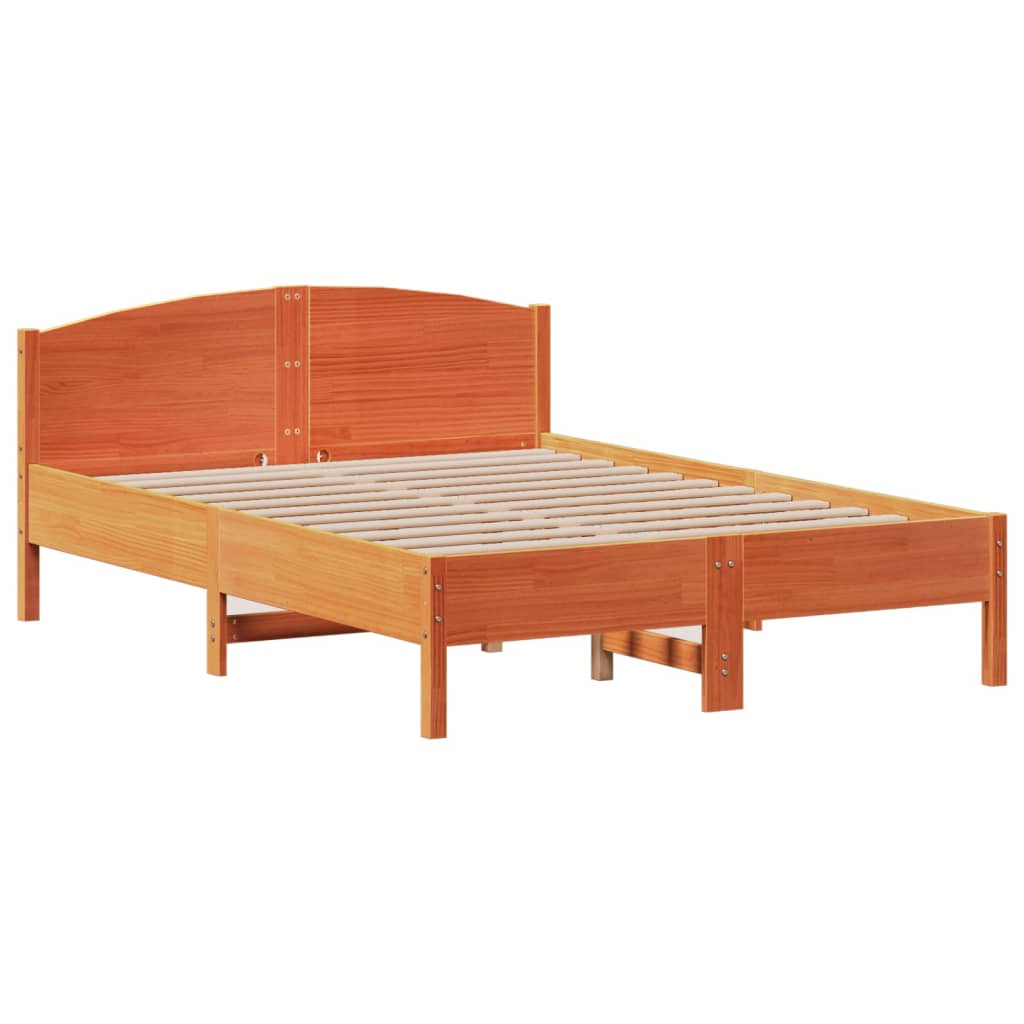 Bookcase Bed without Mattress Wax Brown 140x190cm Solid Wood Pine