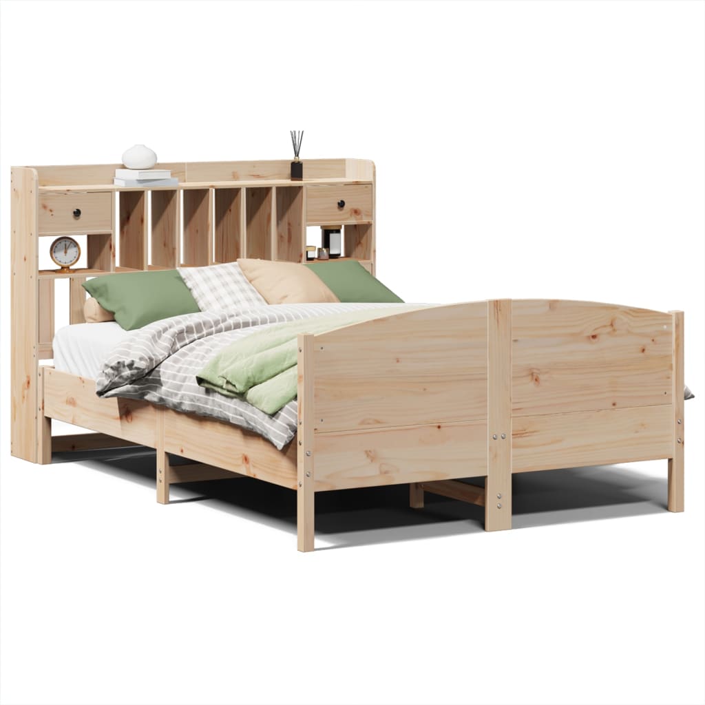 Bookcase Bed without Mattress 160x200cm Solid Wood Pine