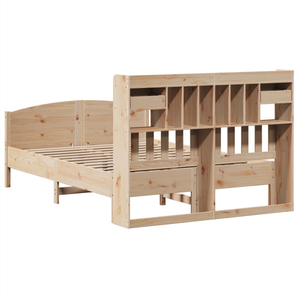 Bookcase Bed without Mattress 160x200cm Solid Wood Pine