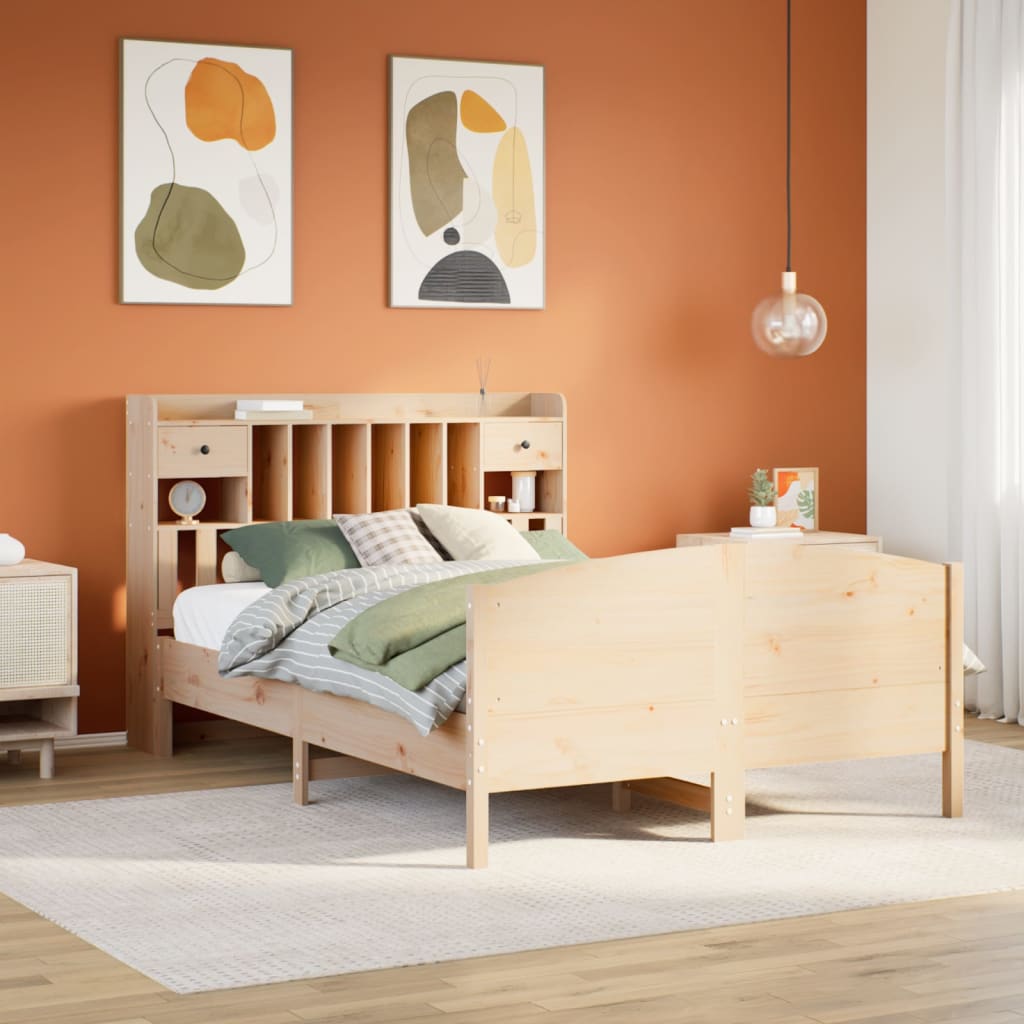 Bookcase Bed without Mattress 160x200cm Solid Wood Pine
