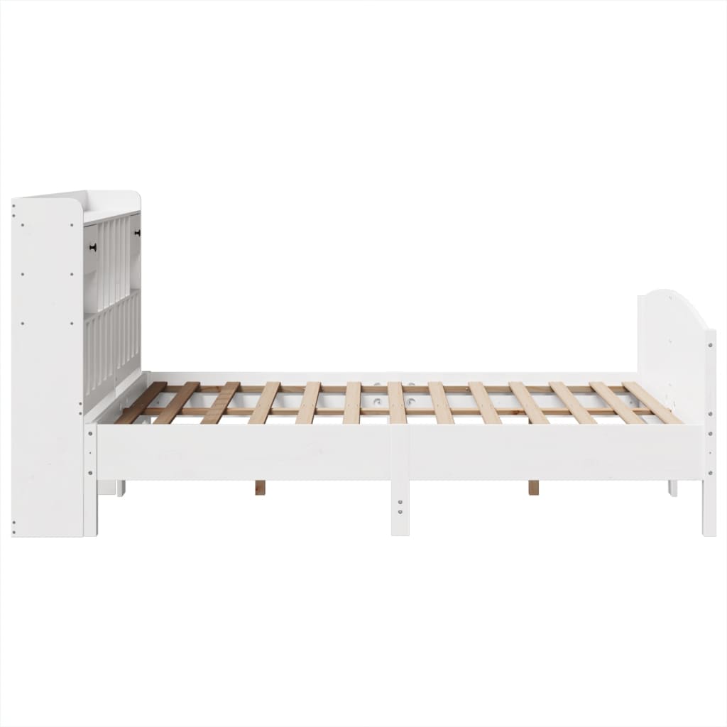 Bookcase Bed without Mattress White 140x200cm Solid Wood Pine