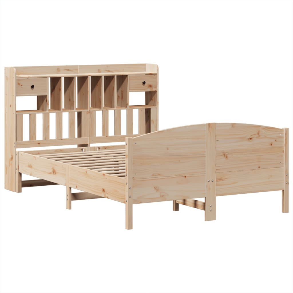 Bookcase Bed without Mattress 140x190cm Solid Wood Pine