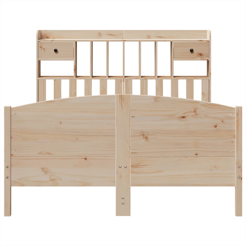 Bookcase Bed without Mattress 140x190cm Solid Wood Pine