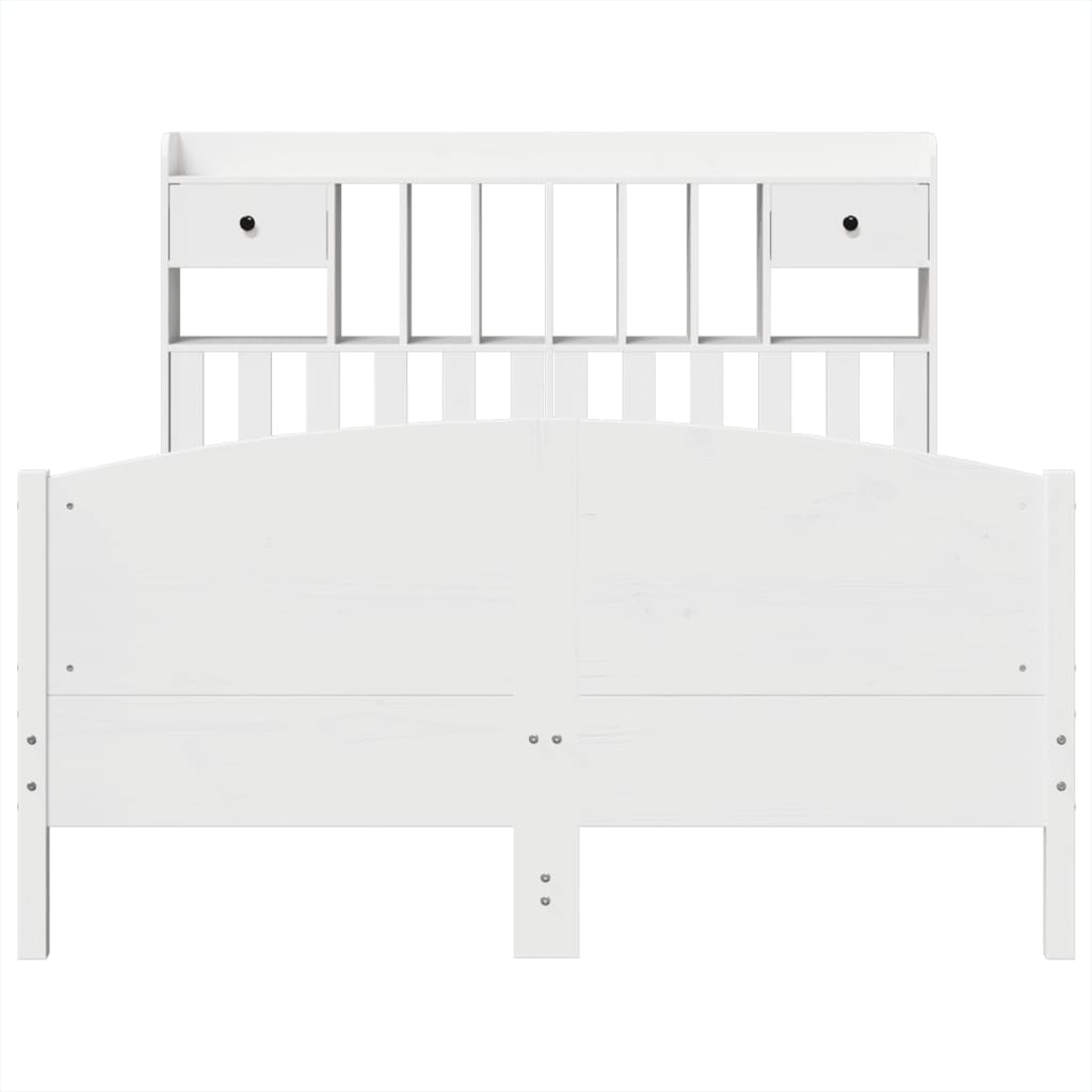 Bookcase Bed without Mattress White 140x190cm Solid Wood Pine