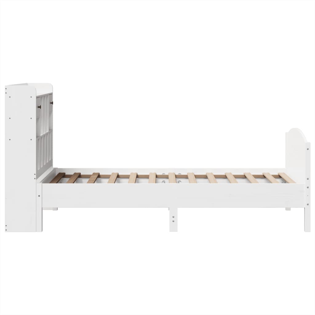 Bookcase Bed without Mattress White 90x200cm Solid Wood Pine