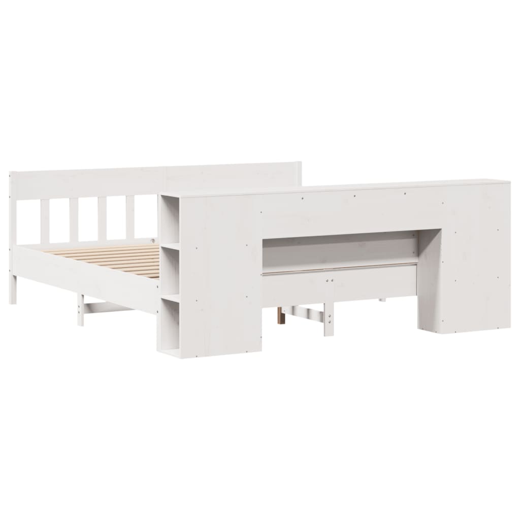 Bookcase Bed without Mattress White 200x200cm Solid Wood Pine