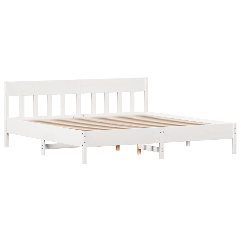 Bookcase Bed without Mattress White 200x200cm Solid Wood Pine