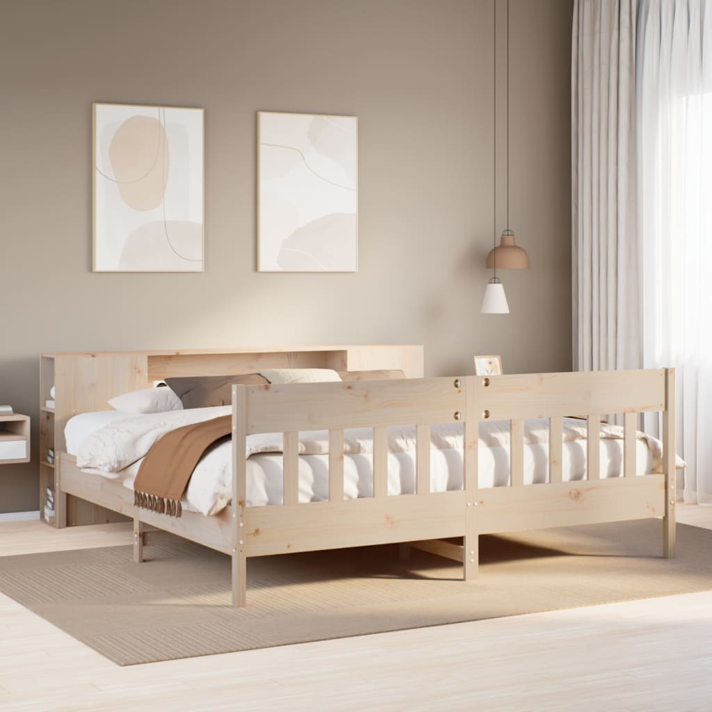 Bookcase Bed without Mattress 180x200 cm Super King Solid Wood Pine