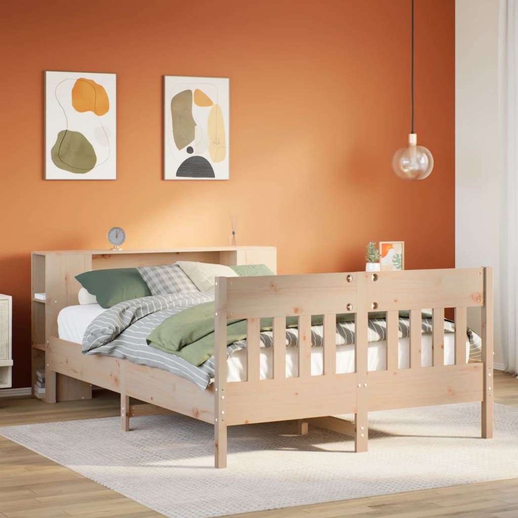 Bookcase Bed without Mattress 160x200cm Solid Wood Pine