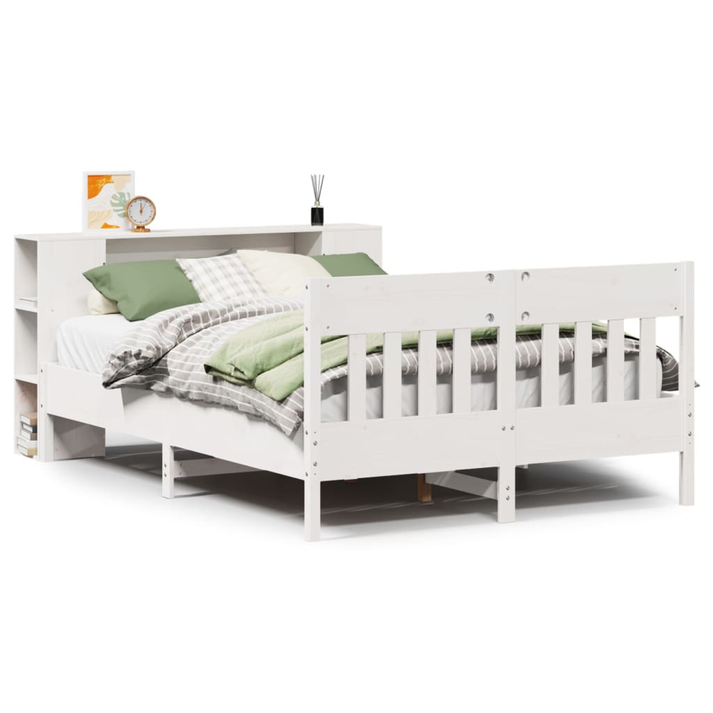 Bookcase Bed without Mattress White 120x200cm Solid Wood Pine