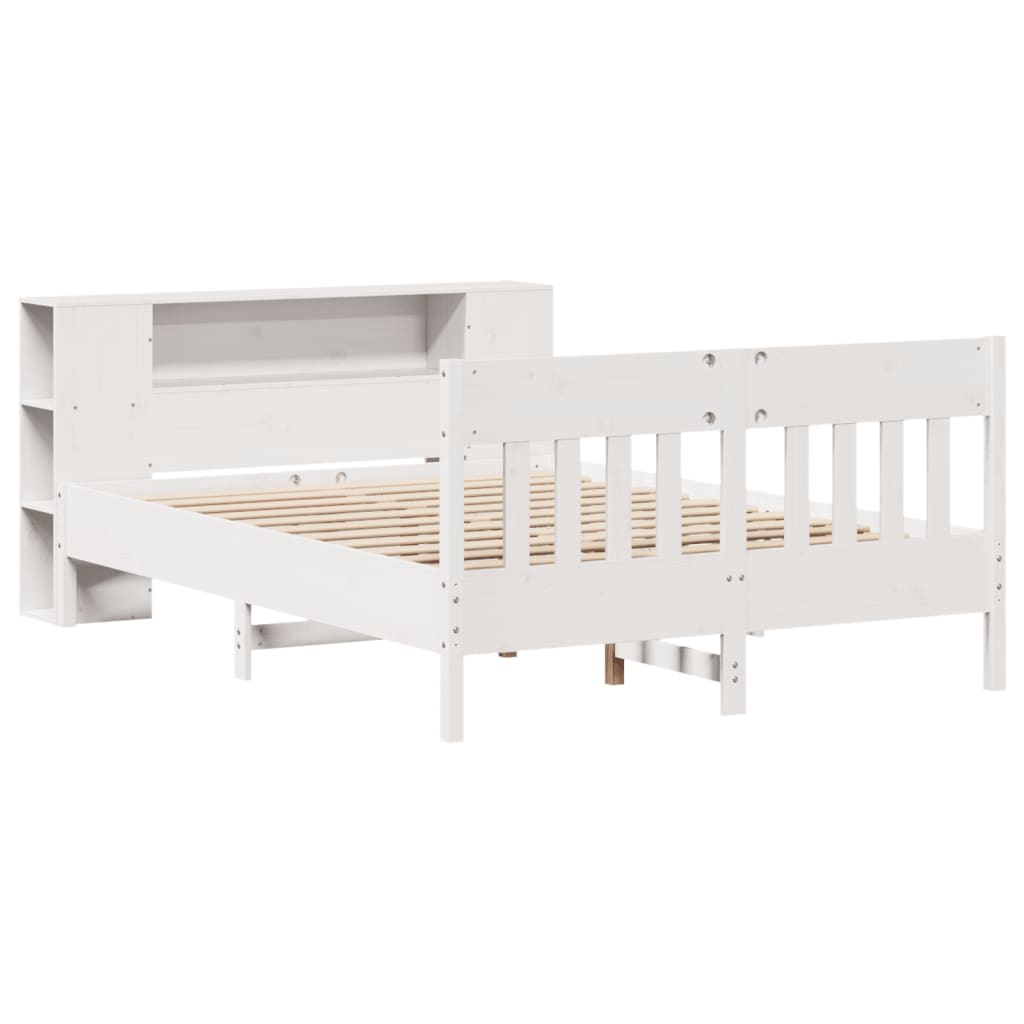 Bookcase Bed without Mattress White 120x200cm Solid Wood Pine